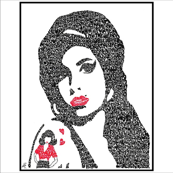 Amy Winehouse Print Made of “Back to Black” Lyrics - Picture 1 of 1